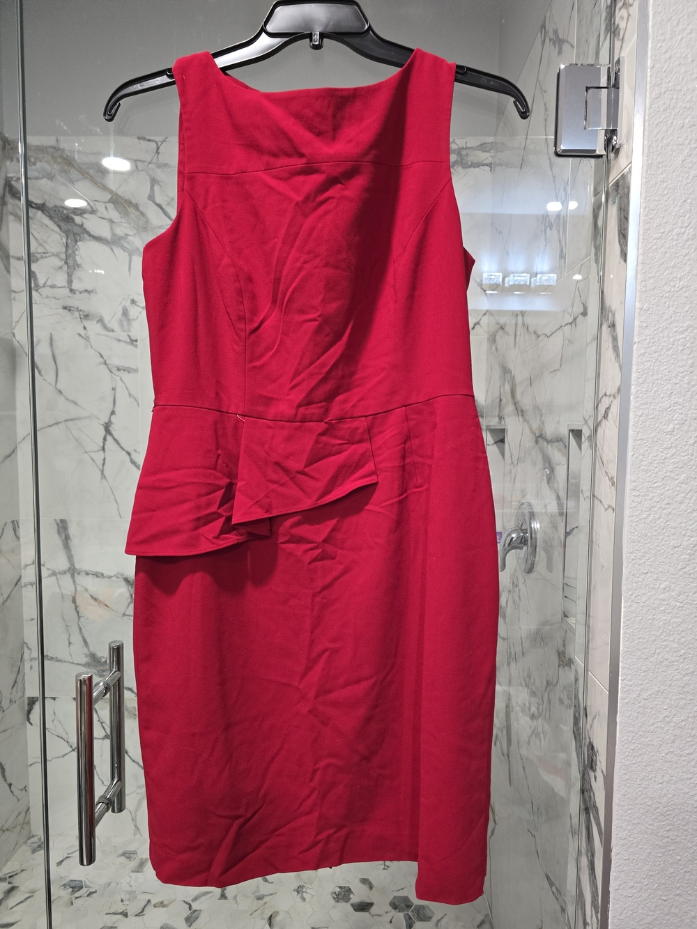 ANTONIO MELANI Fuchsia Sleeveless Peplum Midi Sheath Dress